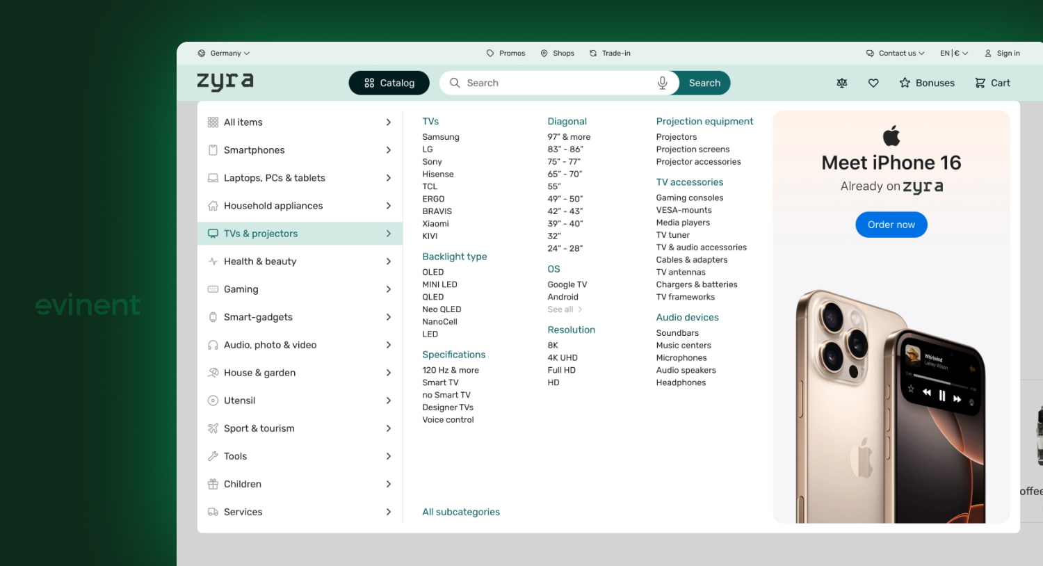 ecommerce platform interface
